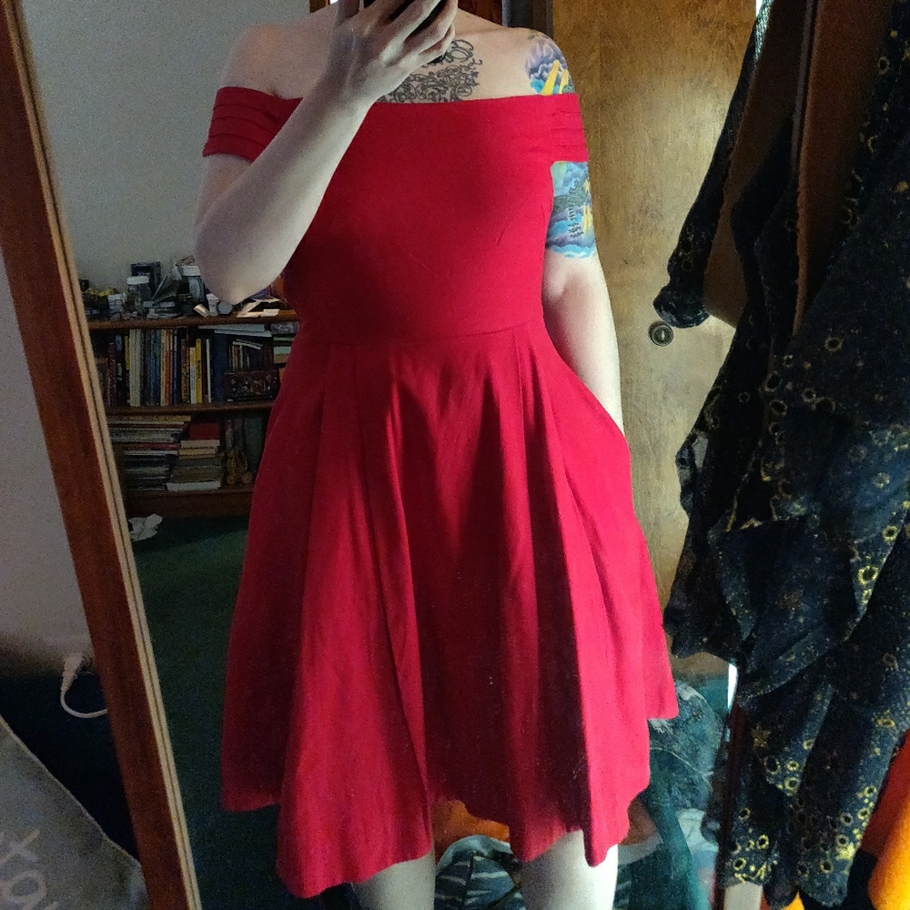 Modcloth Emily and fin red canvas dress